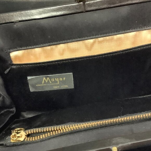 Vintage Mayer New York Handbag Purse Black Metal Handles - Picture 9 of 9